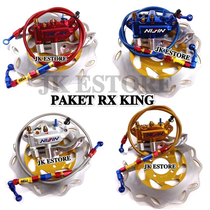 PAKET KALIPER MONOBLOK NISSIN 4 PISTON + PIRINGAN RX KING + SELANG REM