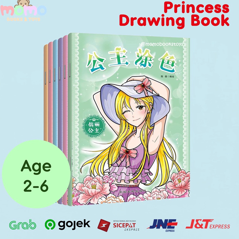 [ZCC] [MOMO] Princess Drawing/Coloring Book | Buku Gambar Mewarnai Anak Perempuan / Activity Book Fu