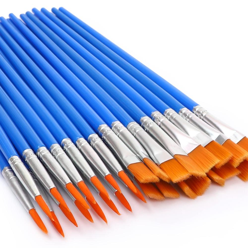 

8.8 [Discount] 50Pcs Kuas Lukis Akrilik Bulu Nilon Cat Air / Minyak Set Paintbrush Ujung Pointed Dan Flat - Artist Paint Brush New !!