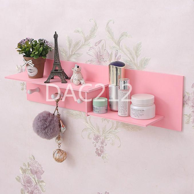 SALE Rak dinding vintage DAC (dgn 3buah hook gantungan) TANPA TUTUP PINK