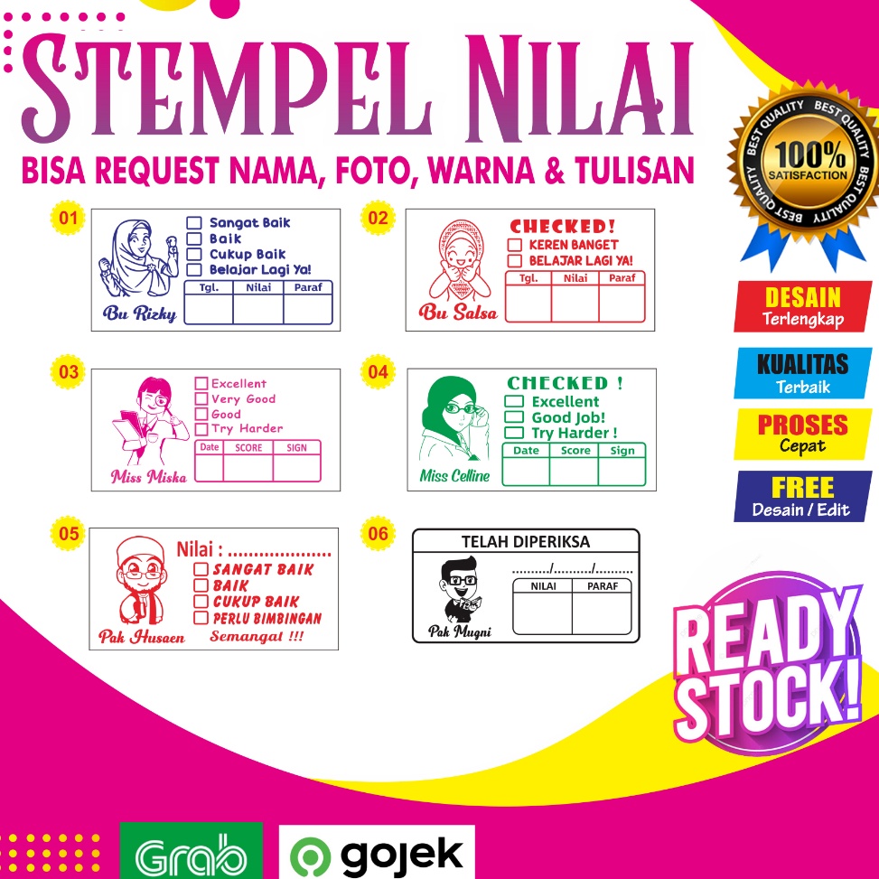 

✔️ Stempel Nilai Guru / Penilaian / Koreksi / Checked / Reward BISA CUSTOM