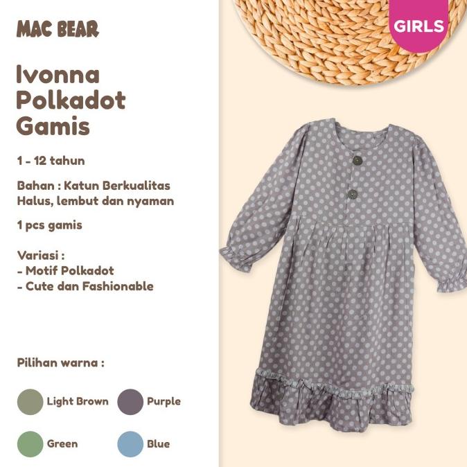 MacBee Baju Anak Perempuan Gamis Anak Muslim C Ivonna Polkadot