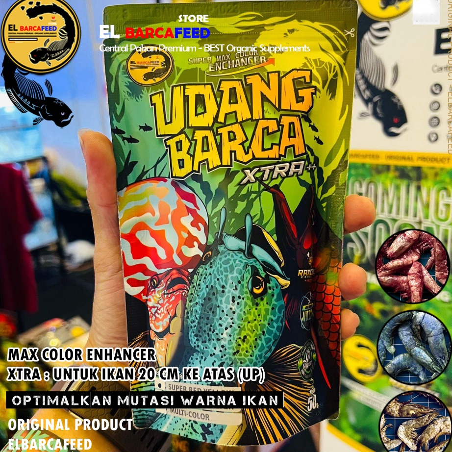 Promo➙ JWWIV UDANG BARCA Xtra++ [RED-YELLOW BOOSTER] UDANG KERING BESAR untuk ikan > 20 cm keatas PU