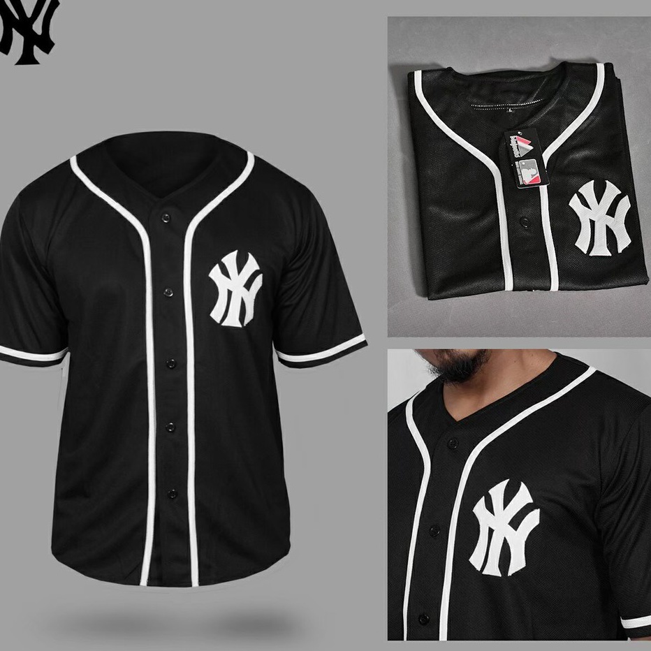 Diskon CC6SK kaos jersey NY hitam list premium / baju baseball / tshirt jersey unisex T72 Pasti Mura