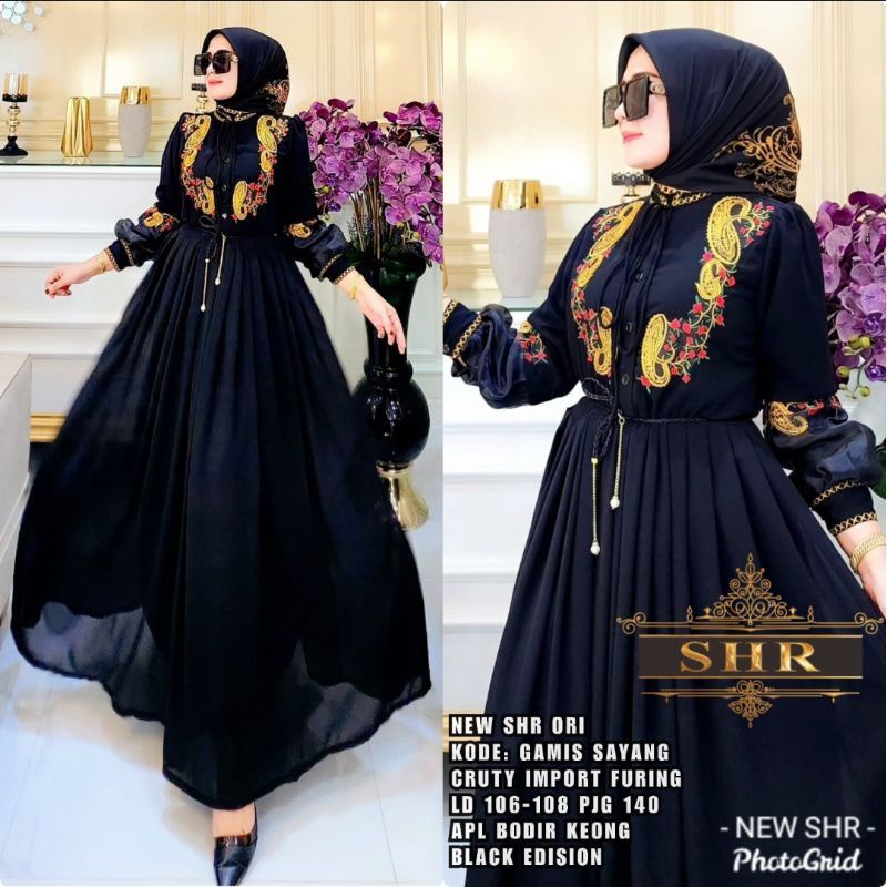 ready  gamis bordir ceruty 100% ORI SHR