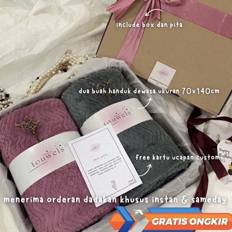 Harga Khususm3M7y Hampers Kado Souvenir / Gift Set Box Handuk 70x140cm Couple Pasangan / Hampers Wed