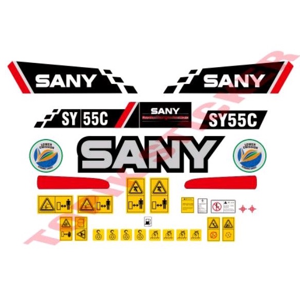 Stiker Mini Excavator SANY SY 55C, Stiker Alat Berat