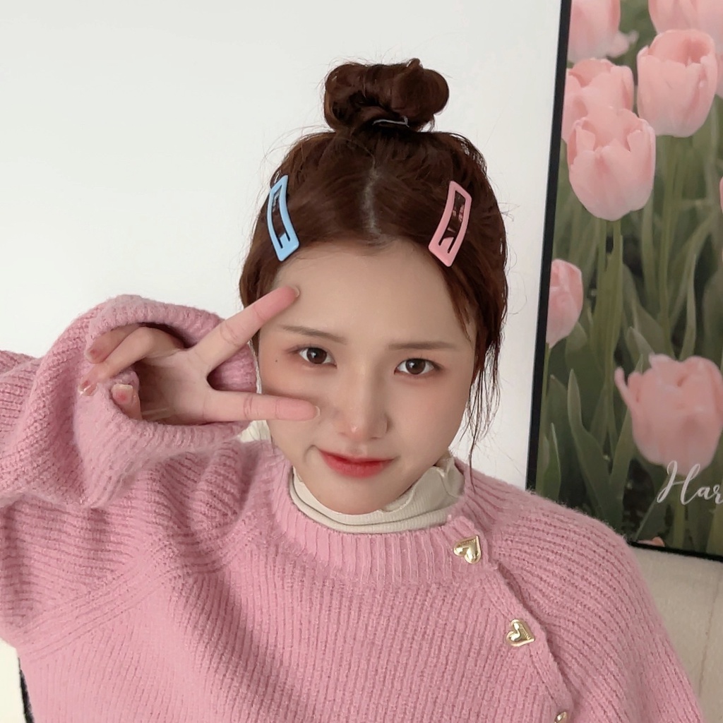 SQUARE CORNER BOBBY PIN GLOSSY SHINY JEPIT PONI JEPITAN RAMBUT WARNA SOLID COLOR COLORFUL HAIRPIN HAIR CLIP KOREA