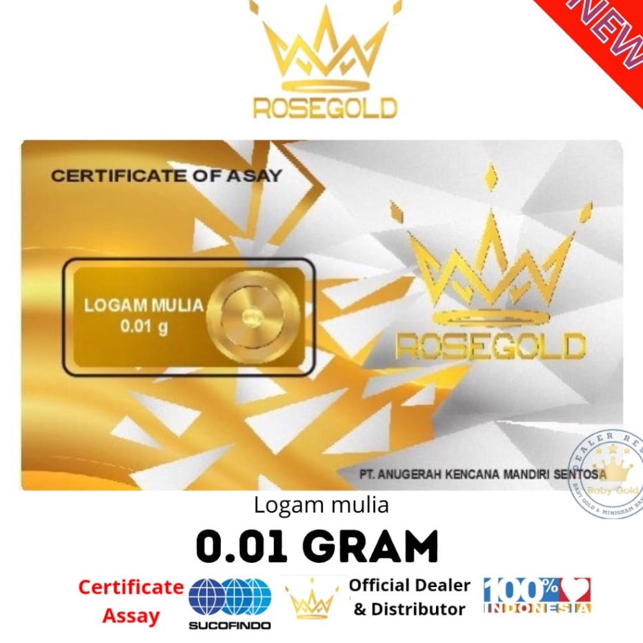 Baru LWGYO ROSE GOLD 0.01 GRAM LOGAM MULIA EMAS MINI L59 Ready Stock