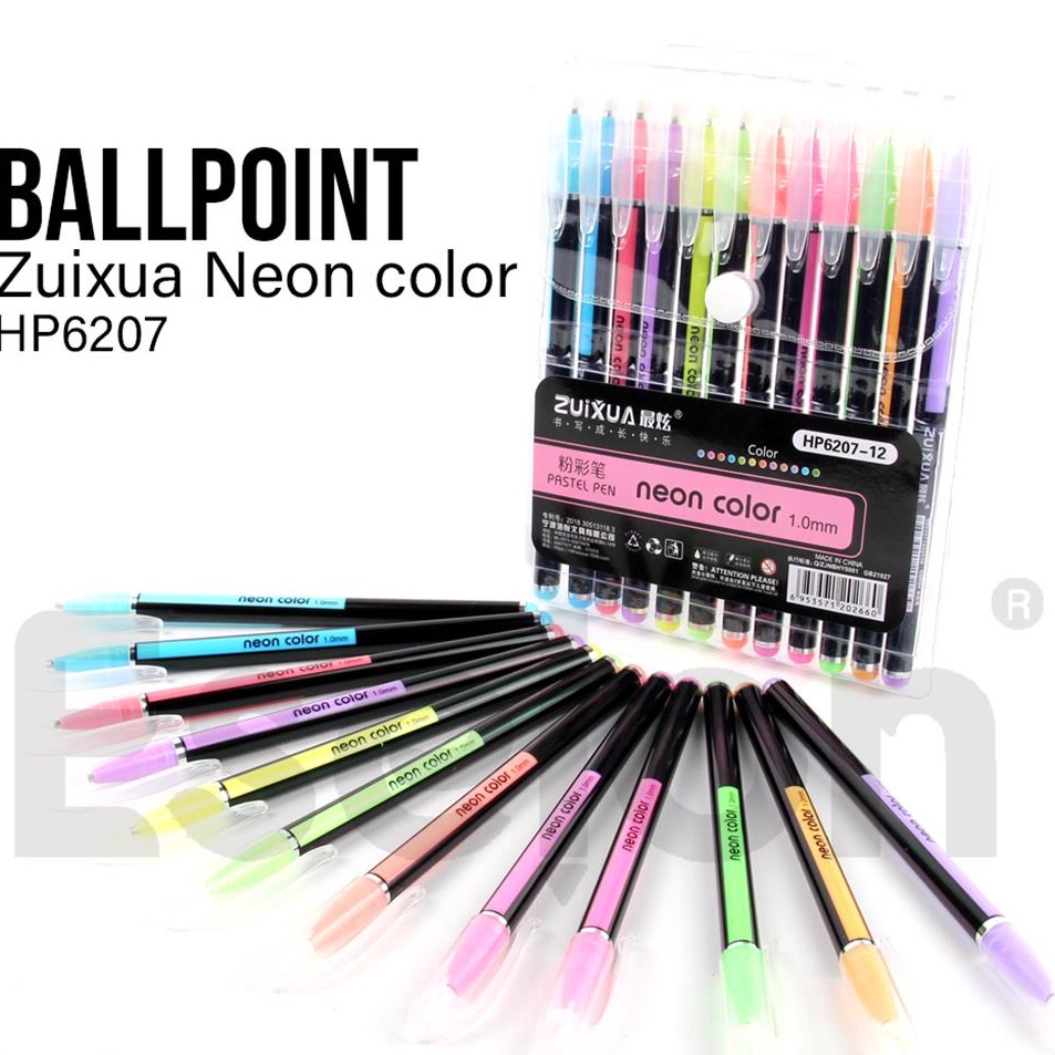 

(COD )NEW_PRODUCT 12warna Pulpen gel NEON Color Zuixua 6207 / 1pack pulpen warna NEON