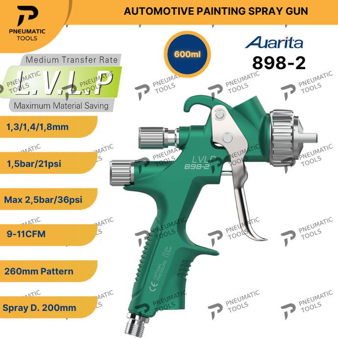 Spray Gun Auarita 898-2 Lvlp - Automotive Painting Spray Gun - Green Original