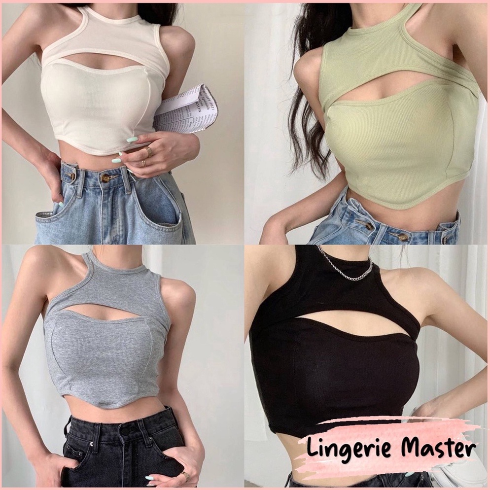 MENARIK. [ LINGERIE MASTER ] - (B-88) Tanktop Korea Crop Top Korean Halter Tank Top