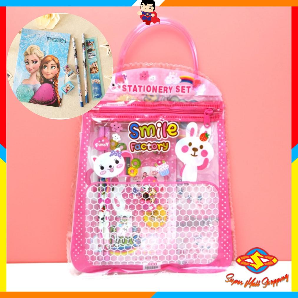 

Viral Sms Stationery Set 6 In 1 Free Bag Alat Tulis Anak Sekolah Buku Pulpen Penghapus Pengaris Import