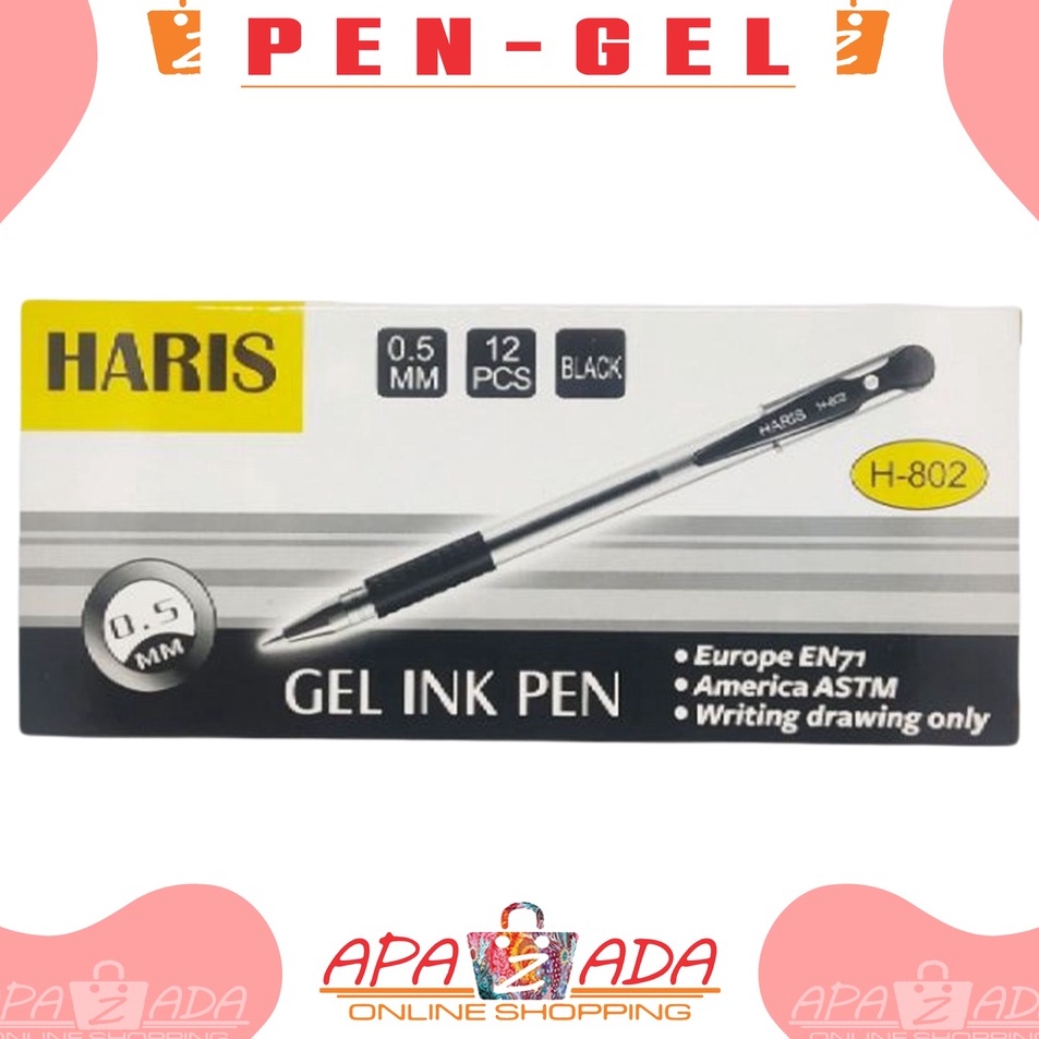 

❤[PROMO ⚡ALE!!!]❤ Apazada - Gel Pen / Pulpen Gel 0.5mm Tinta Hitam Isi 12 Pcs / Pena Gel Office Smooth / Ink Pen Bolpen Lancip GP-SQ888