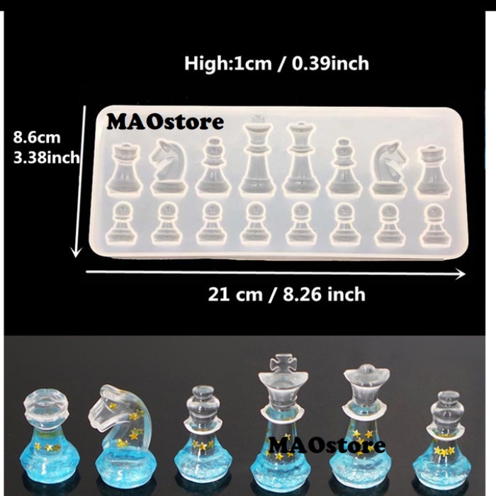 MAOSTORE 16 CETAKAN RESIN CETAKAN LILIN SABUN CETAKAN CATUR CHESS