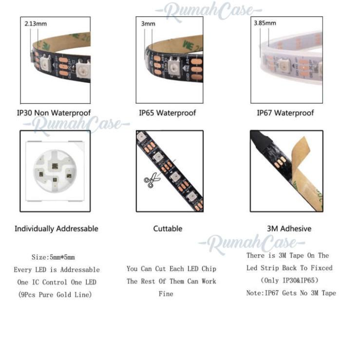 Ip65 Waterproof Ws2812B Led Strip Rgb Addressable 60 Led/M Ws 2812B 5V