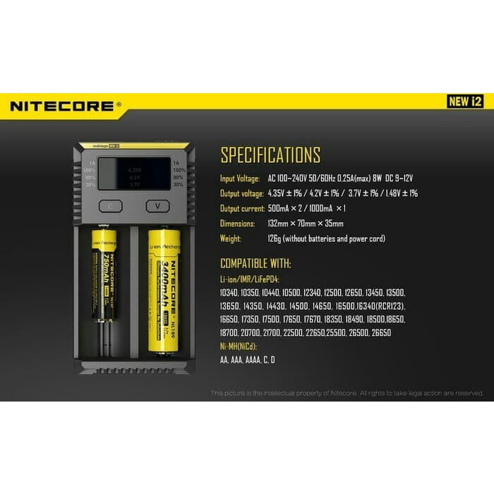 Charger Nitecore I2 New Version +Lcd Charger Battery Nitecore Cas