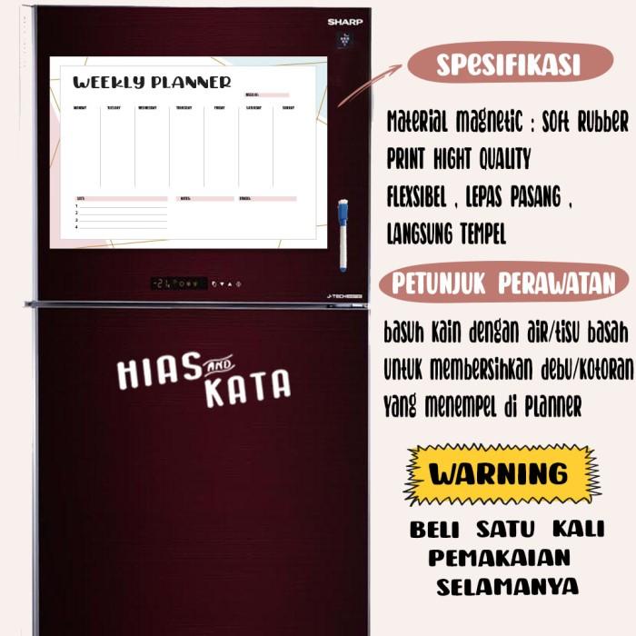 

Magnetic Weekly Planner Minimalist Lines Magnet (Free Spidol Magnet)