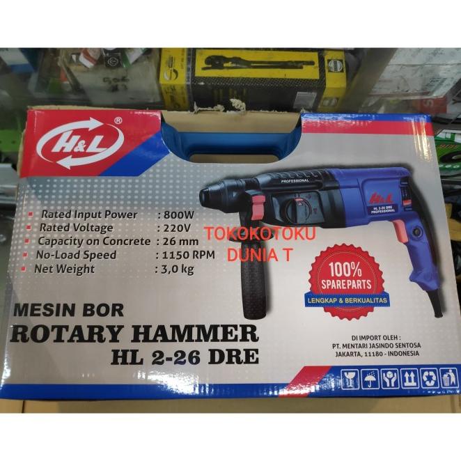 Mesin Bor Bobok Beton Rotary Hammer H&L Hl 2-26 Dre Set Mata Bobok