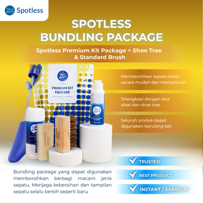 Terlaris Spotless Shoe Cleaner Starter Kit Premium + Shoe Tree & Standard Brush