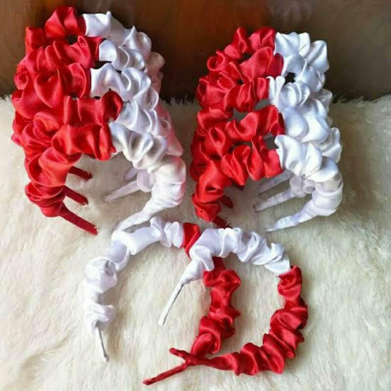 Bando Nagita Gelembung Merah putih/Bando scrunchie Merah putih/Bando merah putih