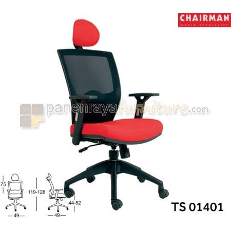 Kursi Kantor TS01401 Chairman Envio Hydrolic, Synchro, Headrest, Adjustable Armrest, Lumbar Support 