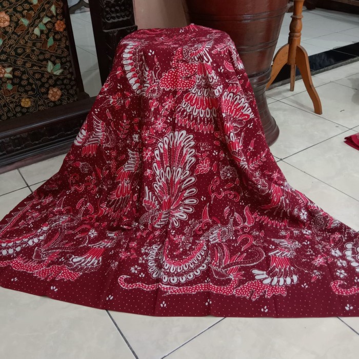 Terlaris Bahan Kain Batik Full Tulis Premium Warna Merah Cerah