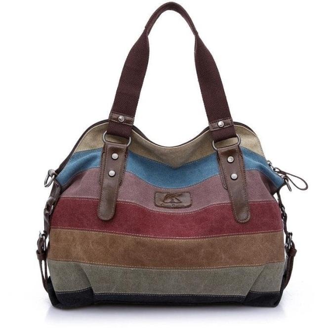 Tas selempang Wanita hand bag Bahan Kanvas - Strips Madison Bag