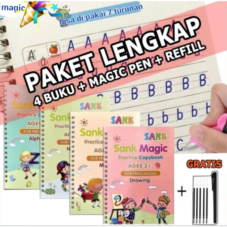 

BG53KJ58 Buku Sank Book Magic 1 Set isi 4 Buku Magic Book fzwks