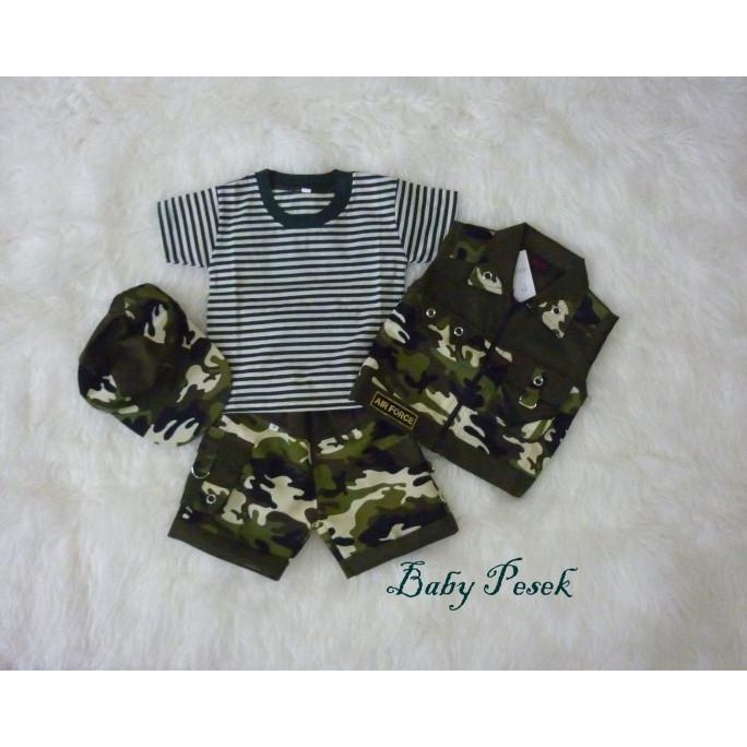 Baju Setelan Profesi Tentara Loreng Abri Army Anak Bayi Laki Laki