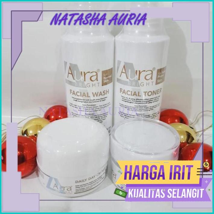 AURA BRIGHT PAKET 4IN1 CREAM SIANG+MALAM+TONER+FACIAL - PAKET AURA TERLARIS