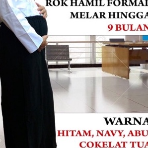 Terlaku. Rok hamil panjang Wanita HITAM Rok kerja kantor formal ibu hamil cewek hamil BUMIL big size