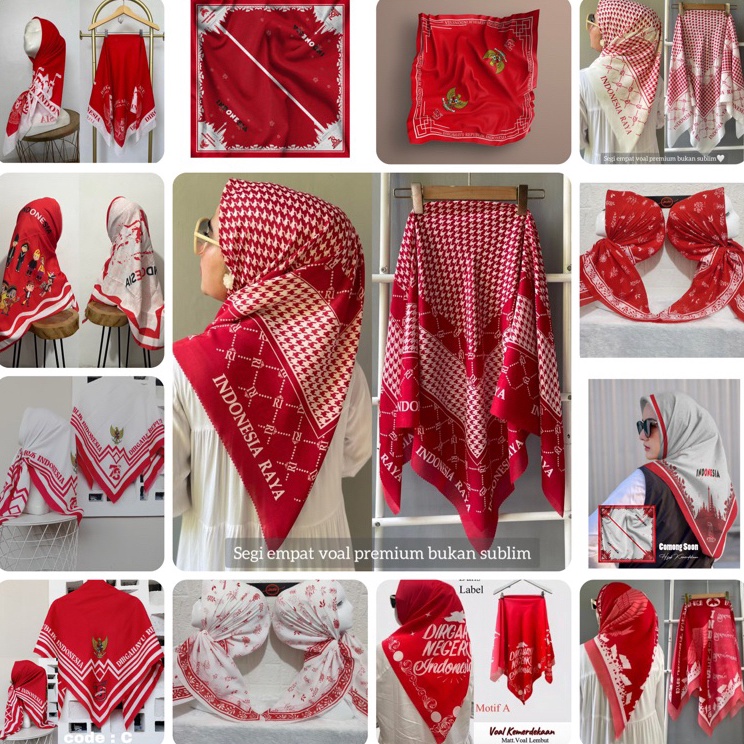 TERLARIS  05 VOAL HIJAB MERDEKA SEGI EMPAT FATRIANA VOAL MOTIF DENAY yoj