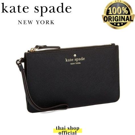 (100% ORIGINAL) Wristlet KATE SPADE Slim Black With Logo Clutch Bag