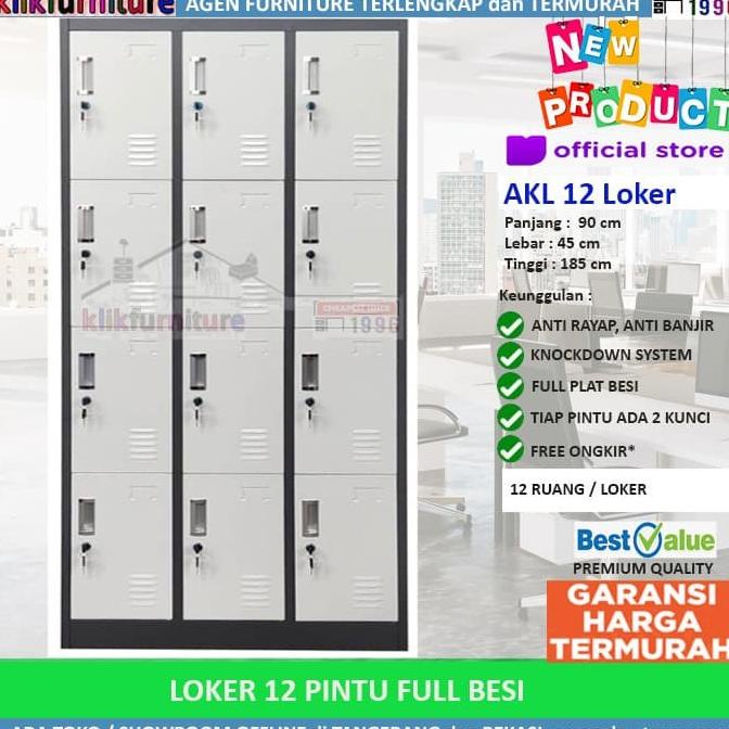 Lemari Loker Locker Cabinet 12 Pintu Full Besi AKL 12
