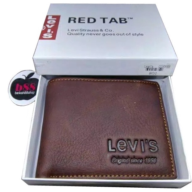 READY. Dompet Kulit Pria Import Levis 801 Polos Lipat Original Genuine Leather DompetPria Dompetkuli