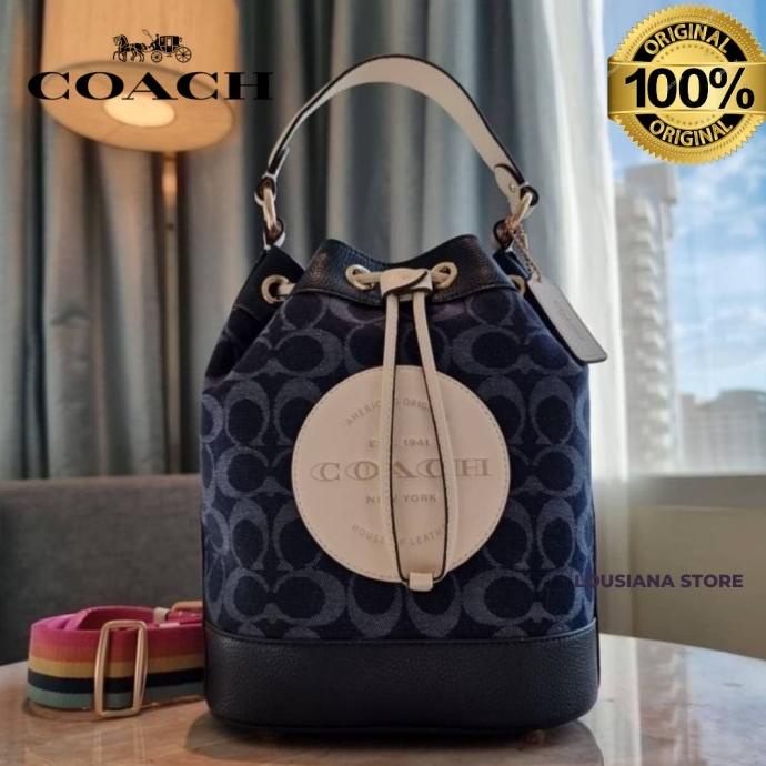 Coach Bucket Dempsey Drawstring Signature Denim