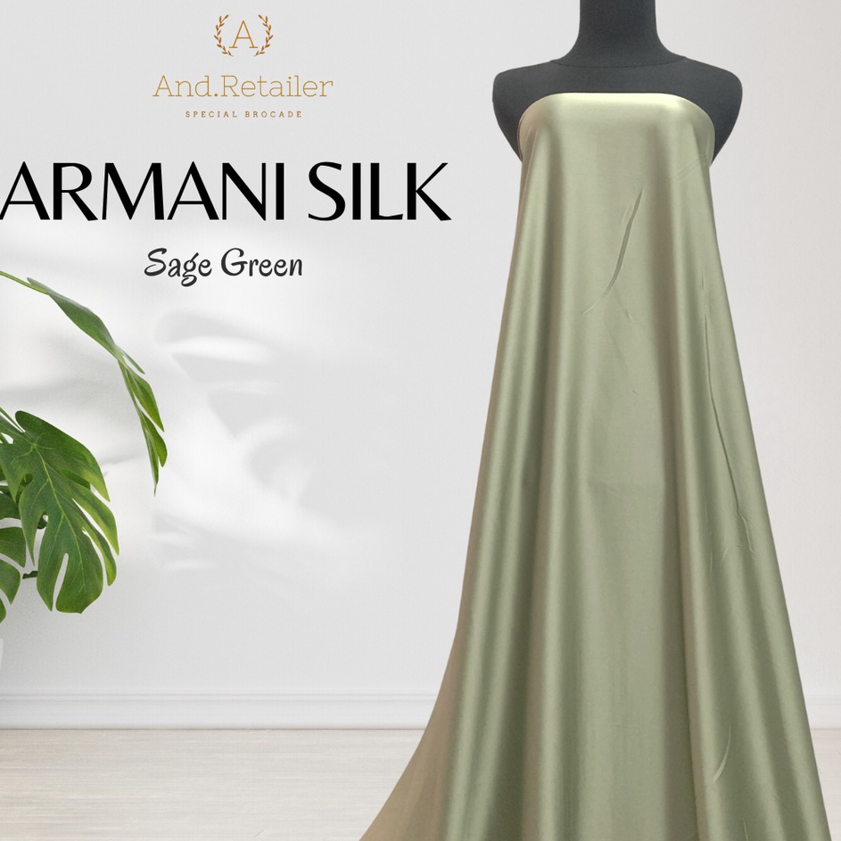 Buruan Beli Bahan Kain Satin Armani Silk Original Premium Warna Sage Green Super Promo