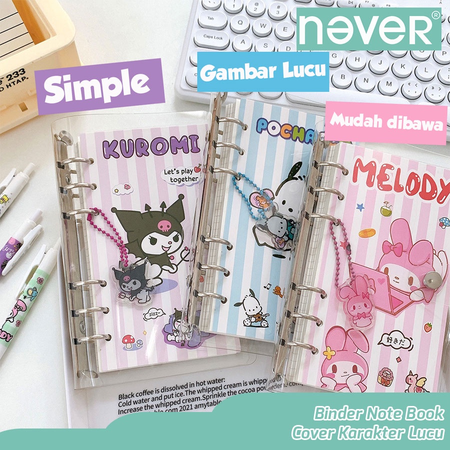 

Never Official- Buku Binder A6 ring sanrio cute Notebook catatan lucu journal