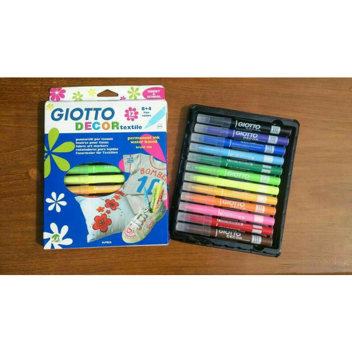 

Spidol Permanen Khusus Kain Giotto 12 Warna/Decor Textile Spidol