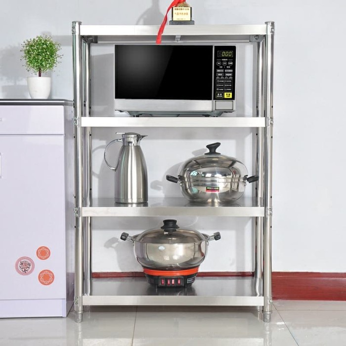 Rak Meja Dapur 4 Susun Stainless Portable Serbaguna