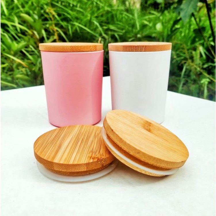 OYU-74 CANDLE GLASS MATTE JAR 200ML JAR KACA LILIN TUTUP KAYU QAC