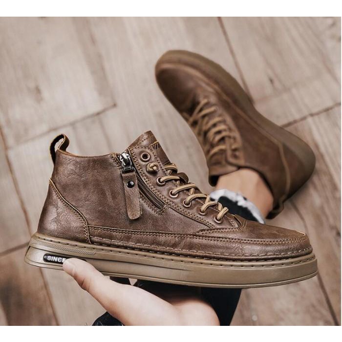 Sepatu Pria Cowok Boots Kulit Casual Sneaker Boot Kerja Impor Original