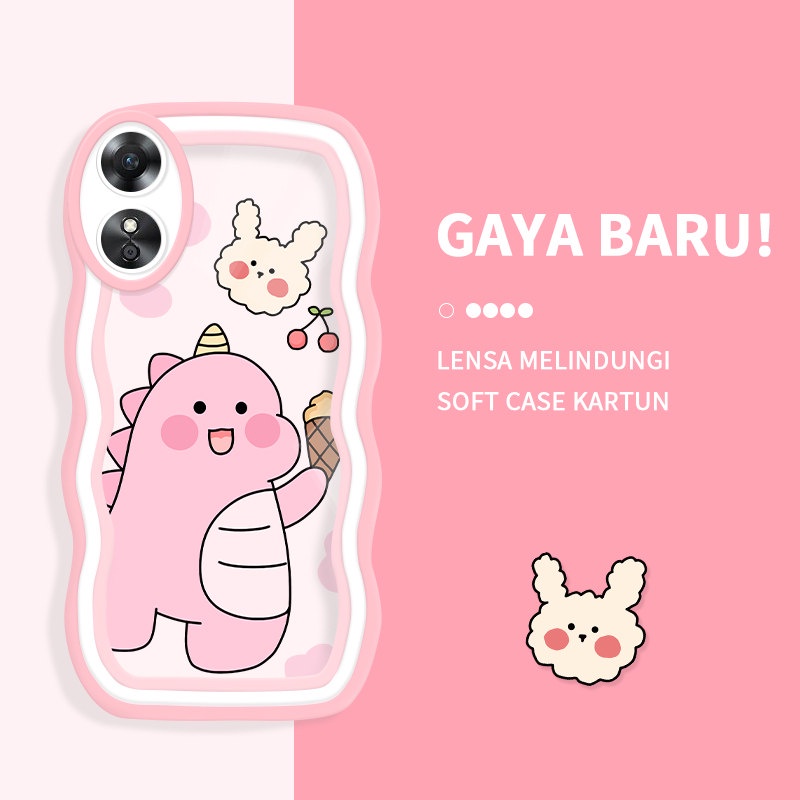 Casing Ponsel untuk OPPO A17K A1K A31 A33 2020 A32 A35 A36 A37F A39 Case Kartun Lucu Beruntung Berwa