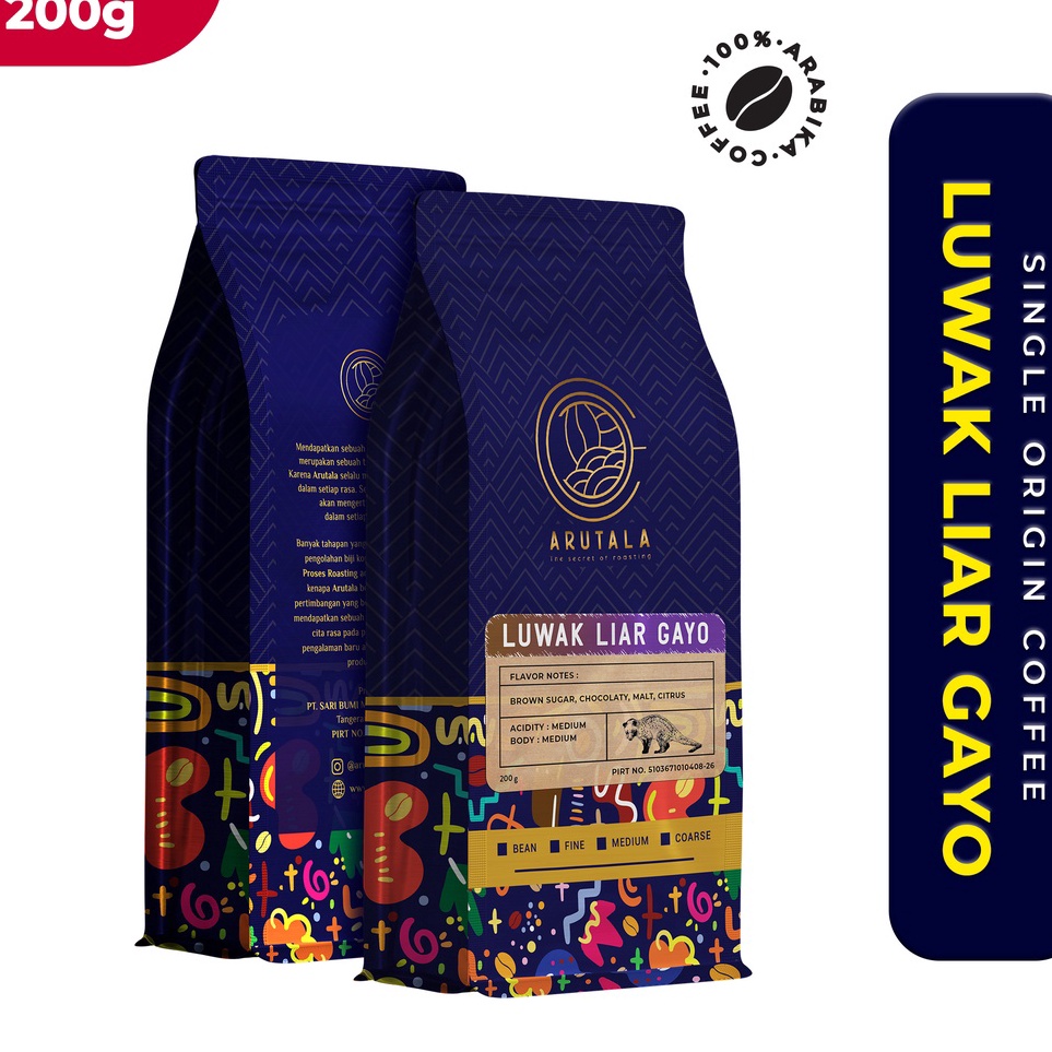 

Best ARUTALA Kopi Gayo Luwak Liar 100% Wild Civet Coffee 200 gram