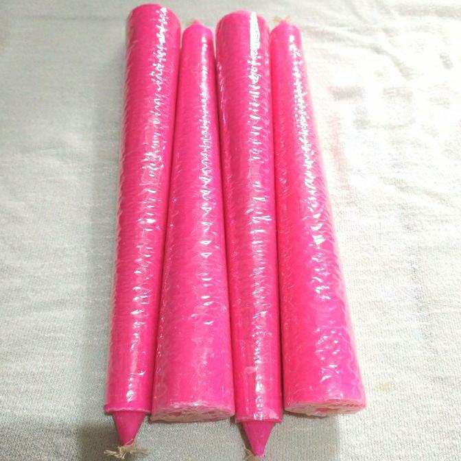 Lilin jumbo warna pink isi 4pc / lilin jumbo merah jambu