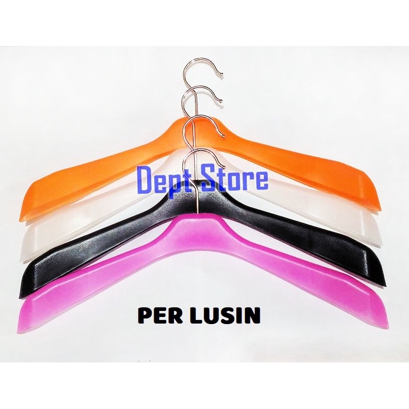 ` Hanger Jas (1 Lusin) Gantungan Baju Plastik 181 Bahu Lebar t Kemasan Baru ♠.