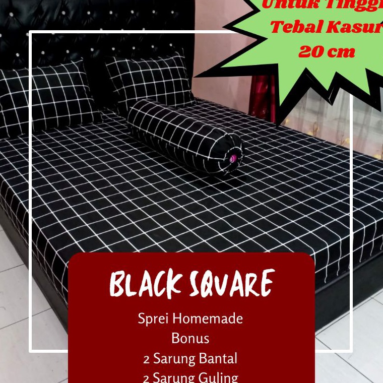 Murah.. Sprei Batik Jadul 180x200 160x200 Bonus( 2 Sarban+ 2 Sargul ) Katun Adem Motif Bunga Hitam K