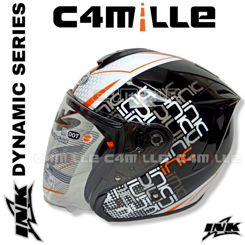 HELM INK DYNAMIC #4 BLACK ORANGE HALF FACE