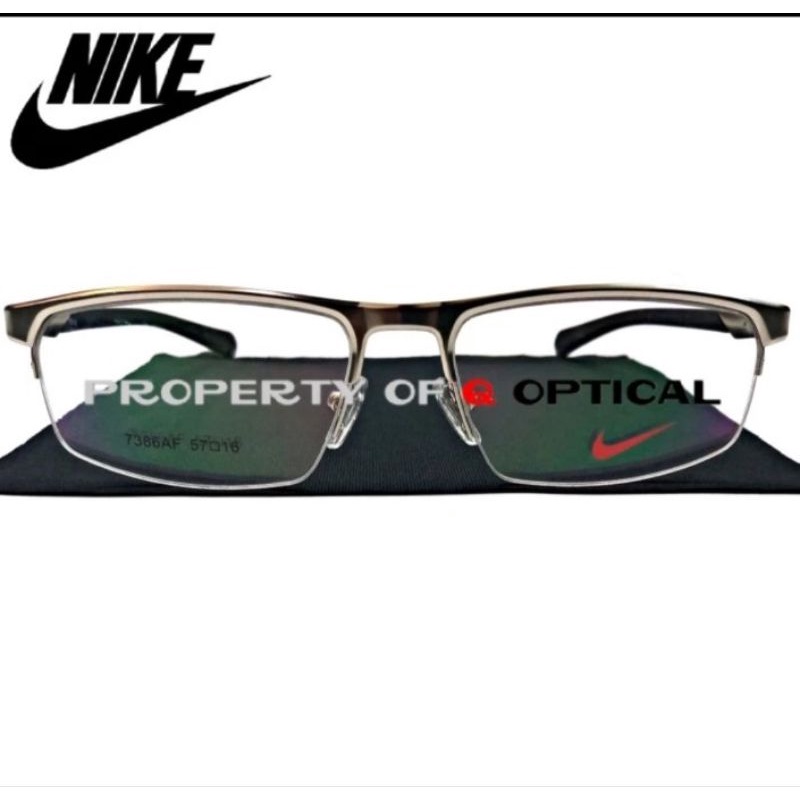 Kacamata Frame Pria Nike NK7386AF Titanium Silver Half - Model Elegan
